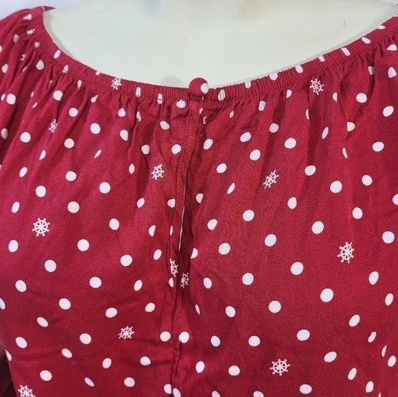 NWT Torrid Red Polka Dot Stretch Challis Off Shoulder Blouse - Picture 3 of 5